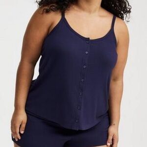 Super Soft Rib Button-Up Sleep Tank - torrid